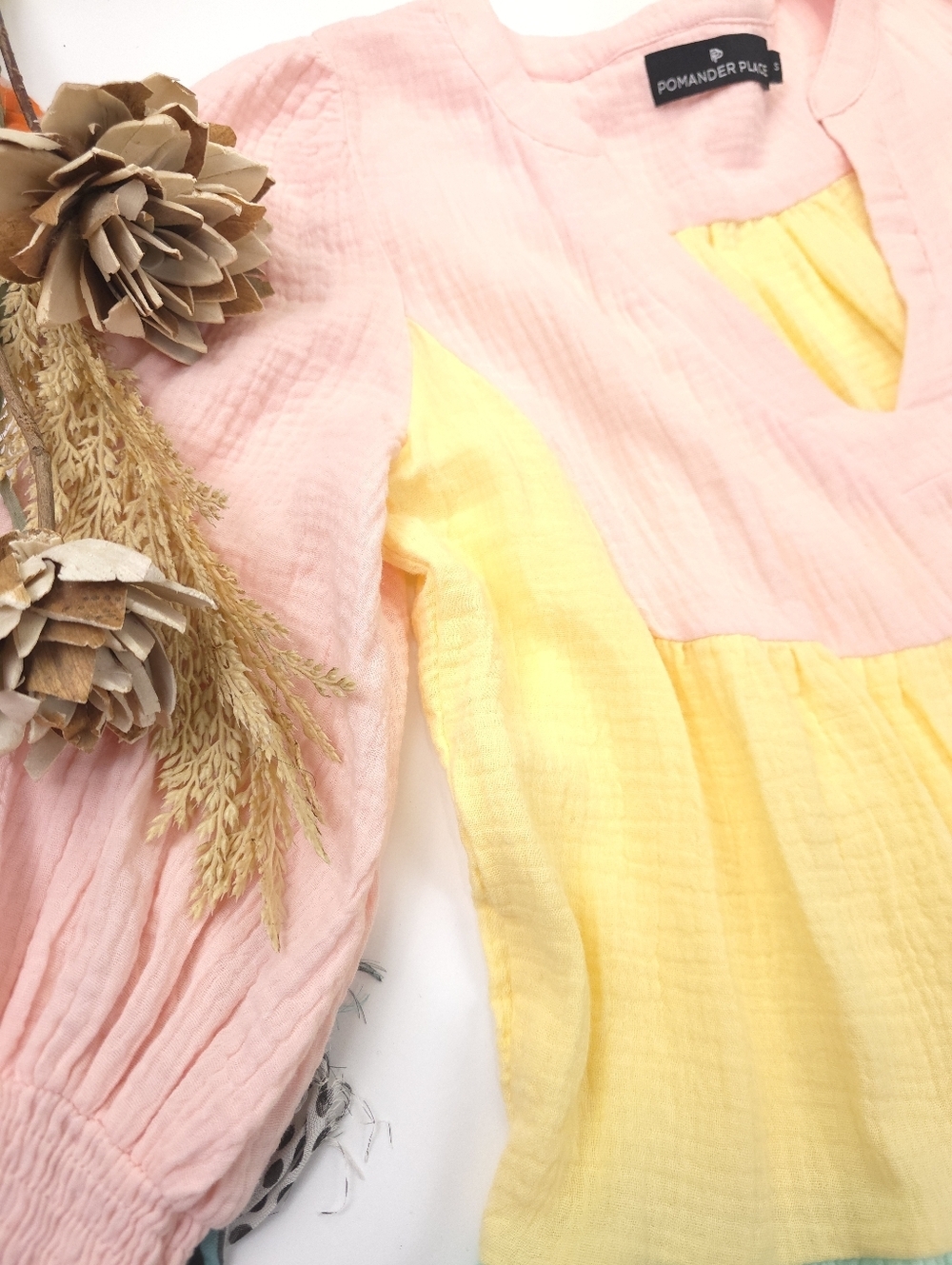 New Tuckernuck Pomander Place Colorblock Tiered Dress Pink Yellow Mint Red Sz S - Picture 4 of 13